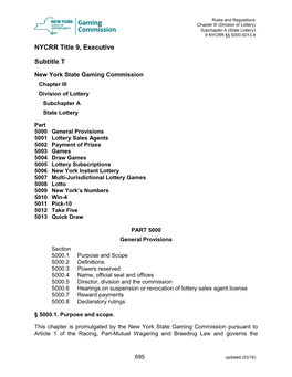 NYCRR Title 9, Executive Subtitle T