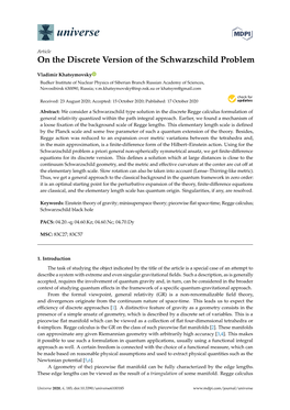 On the Discrete Version of the Schwarzschild Problem