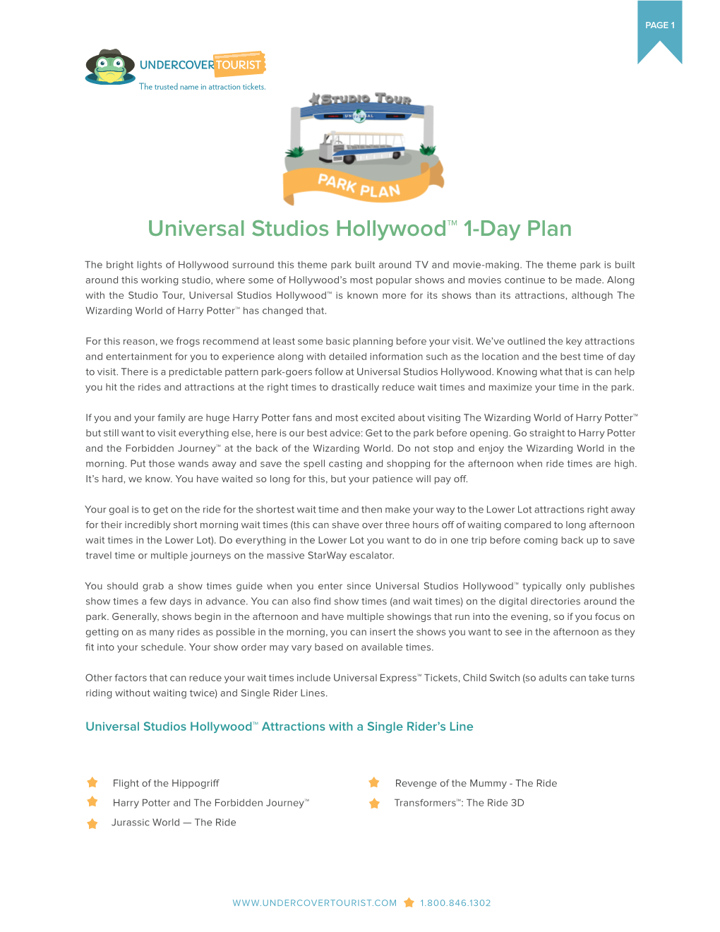 Universal Studios Hollywood™ 1-Day Plan