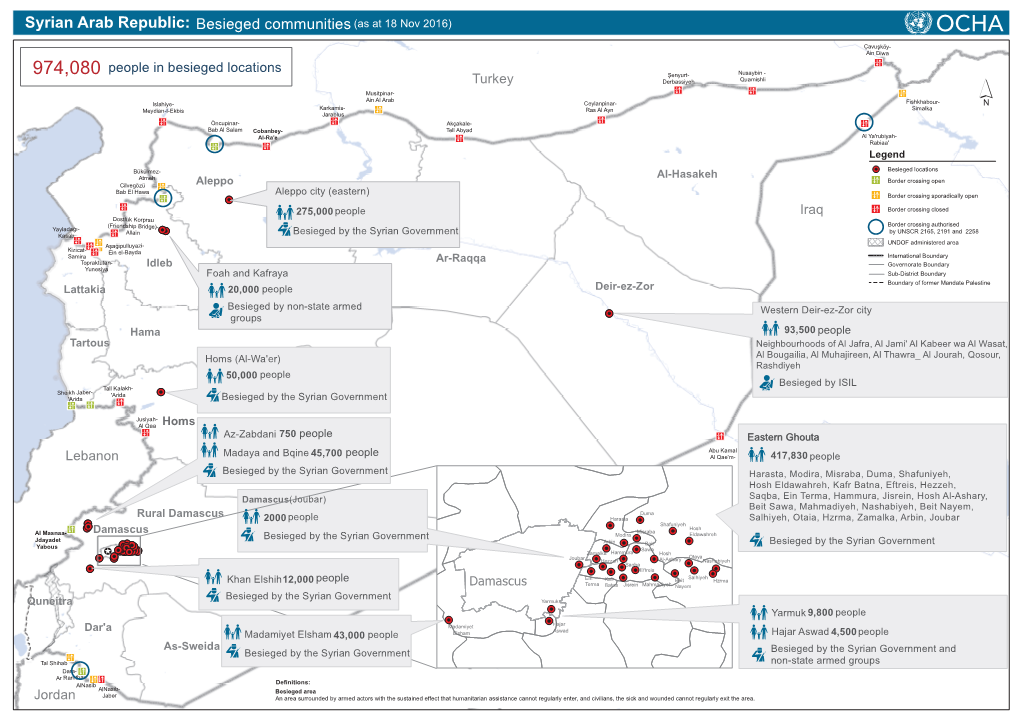 Syrian Arab Republic: Be Sie Ge D C Om M Unitie S (As at 18 Nov 2016)