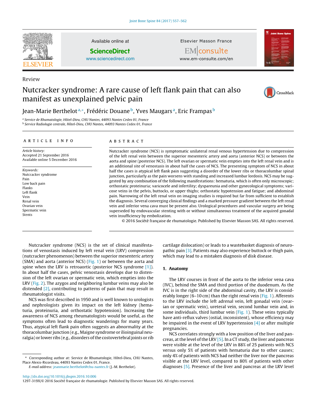 Nutcracker Syndrome: a Rare Cause of Left Flank Pain That Can Also Manifest