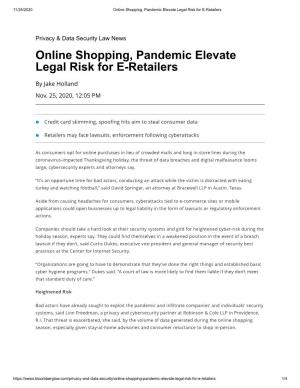 Online Shopping, Pandemic Elevate Legal Risk for E-Retailers
