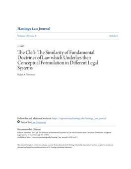 The Similarity of Fundamental Doctrines of Law Which Underlies Their Conceptual Formulation in Different Legal Systems
