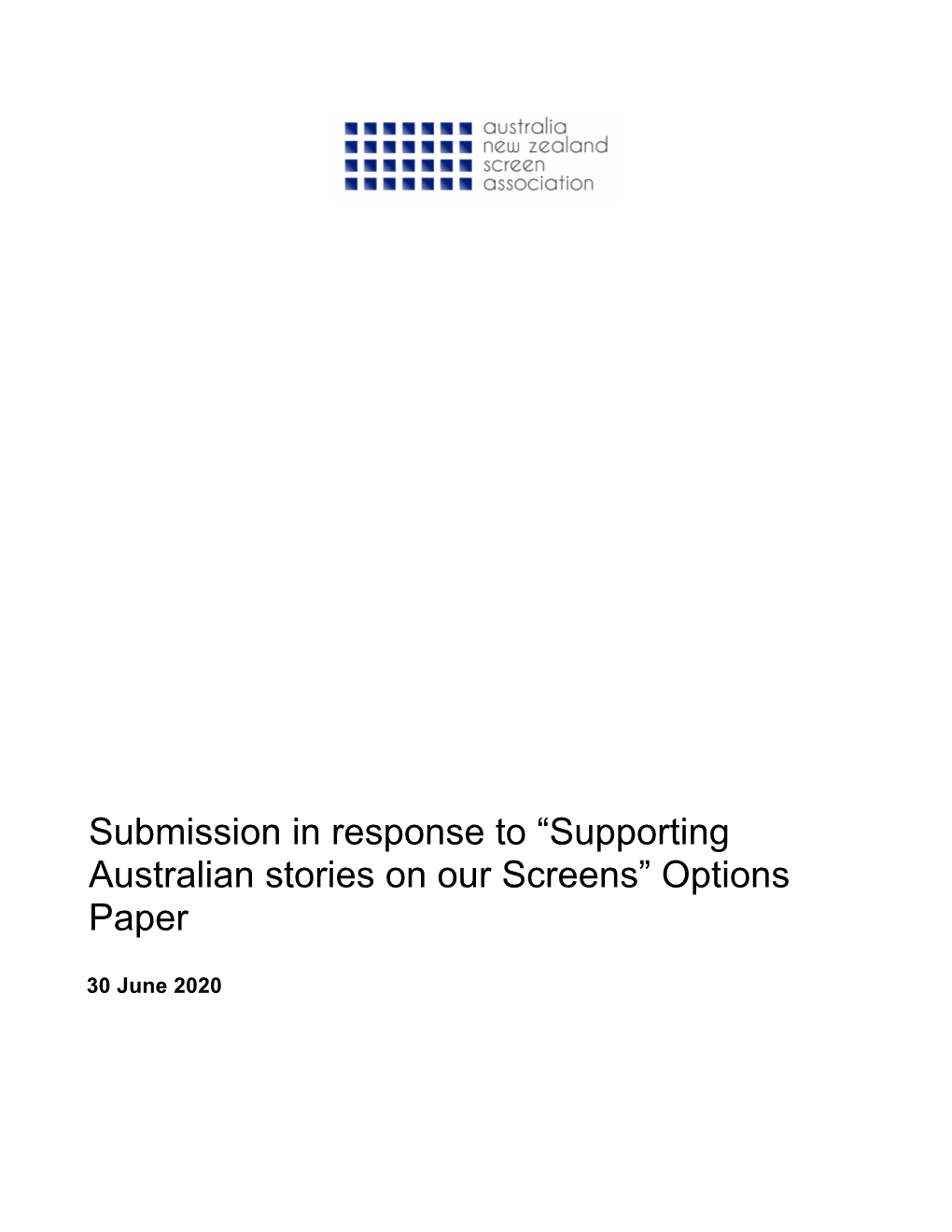 Submission in Response to “Supporting Australian Stories on Our Screens” Options Paper