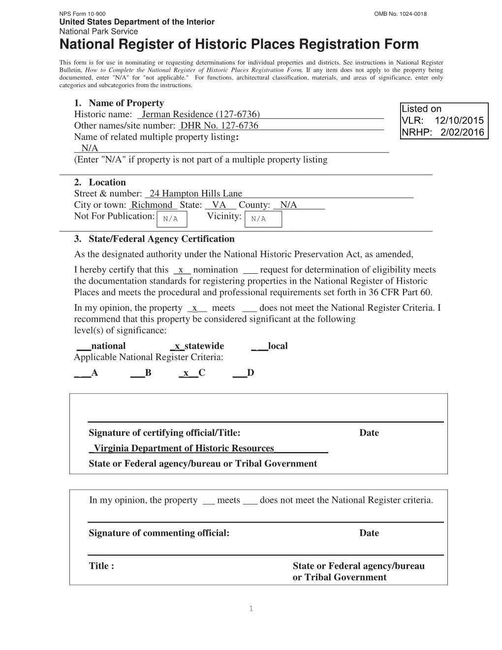 National Register of Historic Places Registration Form