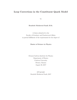 Loop Corrections in the Constituent Quark Model