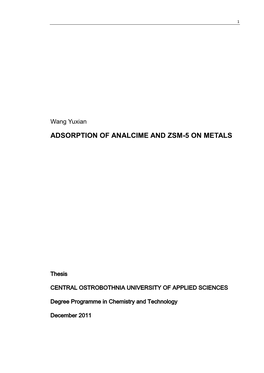 Adsorption of Analcime and Zsm-5 on Metals