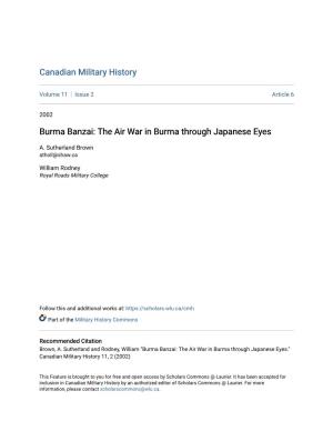 Burma Banzai: the Air War in Burma Through Japanese Eyes