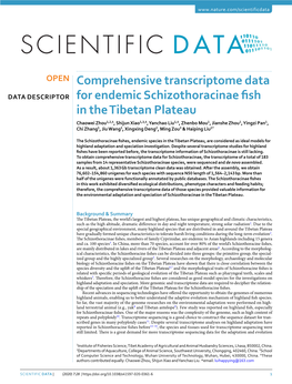 Comprehensive Transcriptome Data for Endemic Schizothoracinae Fish In