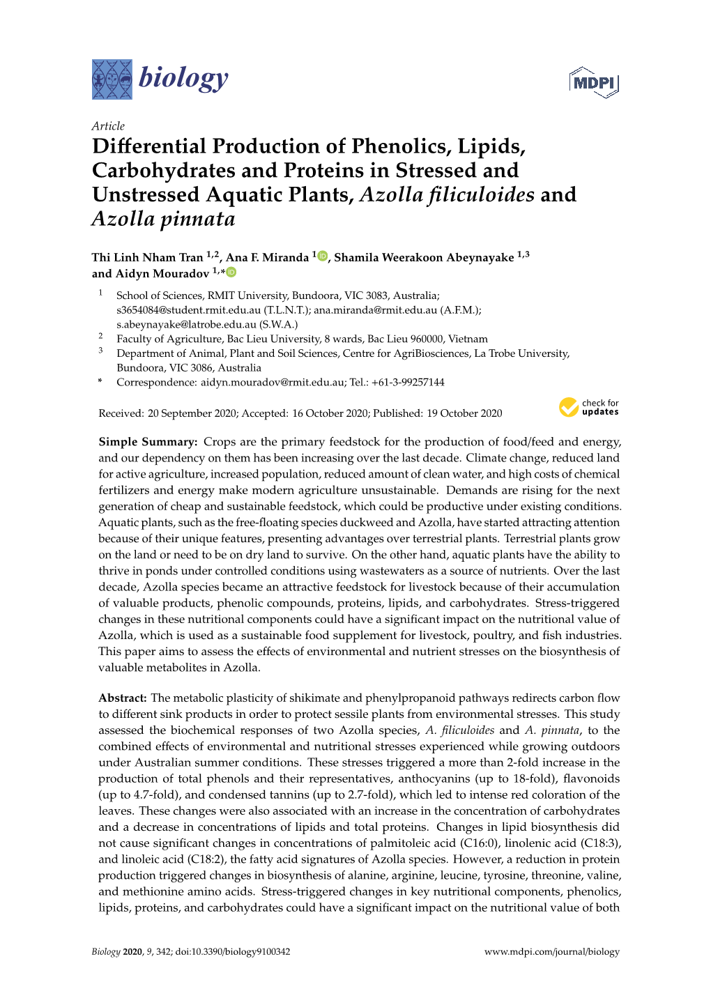 Differential Production of Phenolics, Lipids, Carbohydrates and Proteins