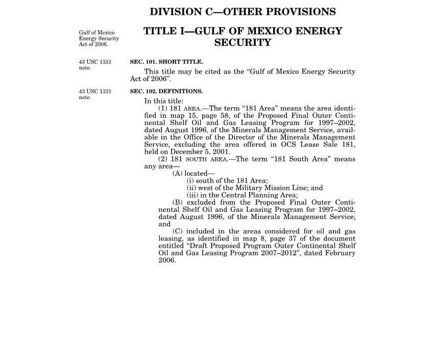 Gulf of Mexico Energy Security Act of 2006’’