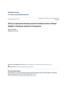OCD As a Dynamical Disease and the Familial Context of Ritual Rigidity: a Nonlinear Dynamics Perspective