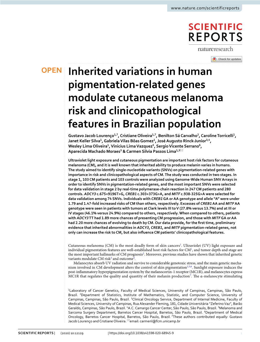 Inherited Variations in Human Pigmentation-Related Genes