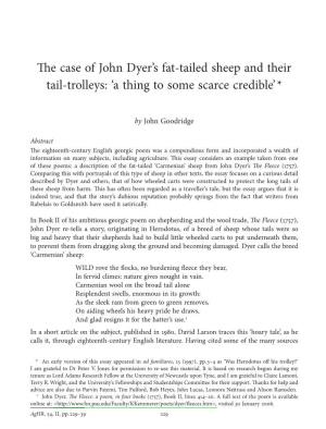 The Case of John Dyer's Fat-Tailed Sheep and Their Tail-Trolleys