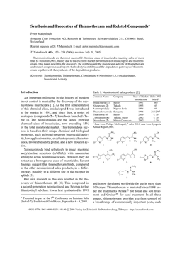 Synthesis and Properties of Thiamethoxam and Related Compounds*