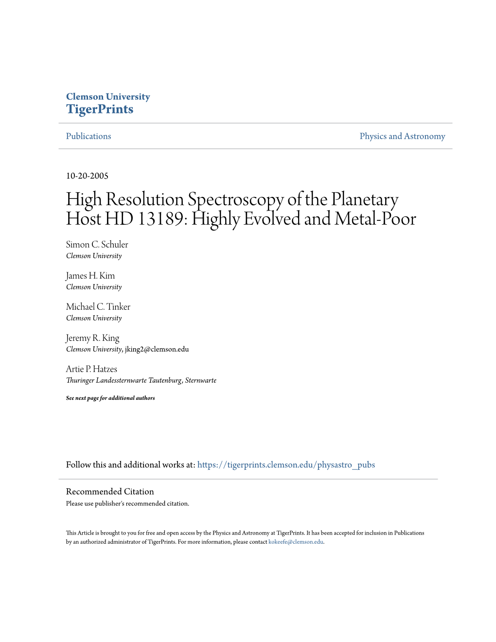High Resolution Spectroscopy of the Planetary Host HD 13189: Highly Evolved and Metal-Poor Simon C