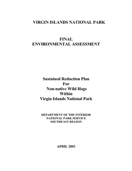 Sustained Reduction Plan for Non-Native Wild Hogs Within Virgin Islands National Park