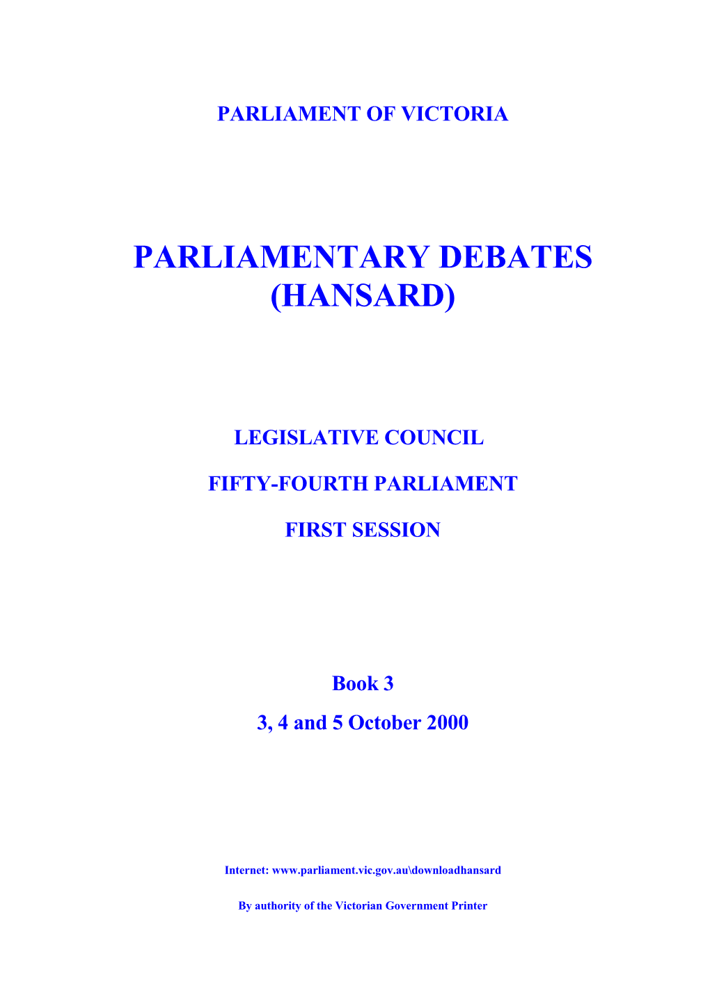 Council Spring Parlynet Weekly Book 3 2000