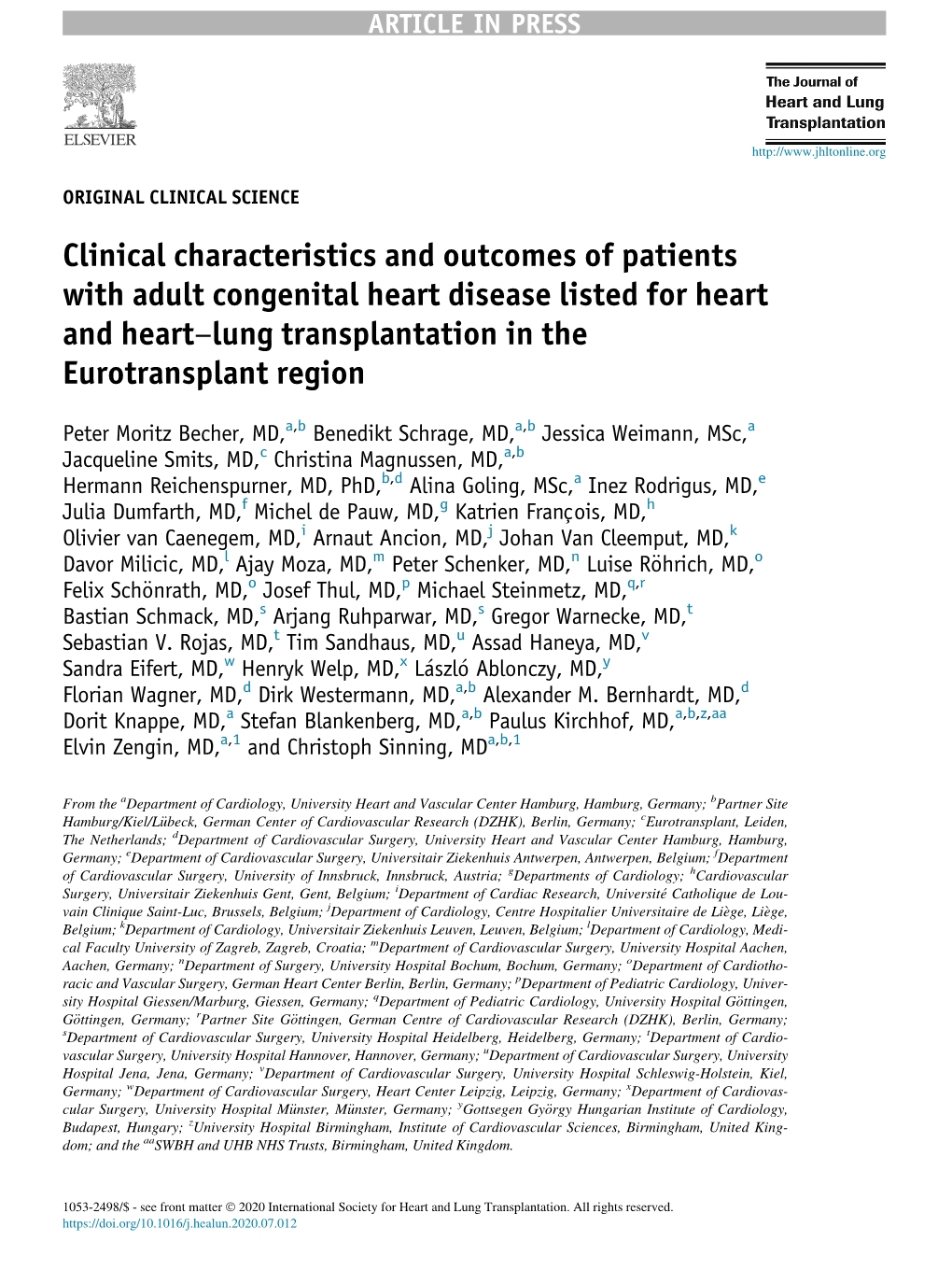 Clinical Characteristics and Outcomes of Patients with Adult Congenital Heart Disease Listed for Heart and Heart‒Lung Transplantation in the Eurotransplant Region