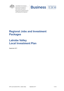 RJIP Local Investment Plan - Latrobe Valley September 2017 1 of 24