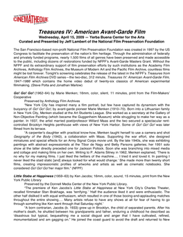 Treasures IV: American Avant-Garde Film