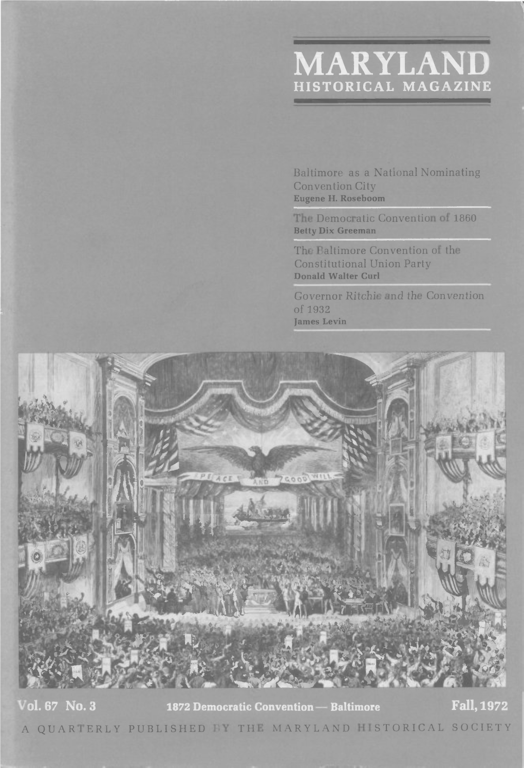 Maryland Historical Magazine, 1972, Volume 67, Issue No. 3