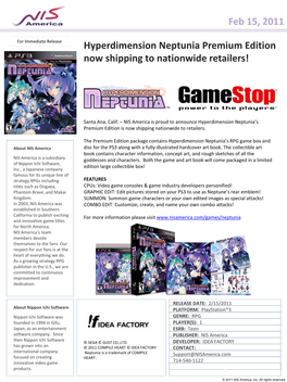 Hyperdimension Neptunia Premium Edition Now Shipping to Nationwide Retailers!