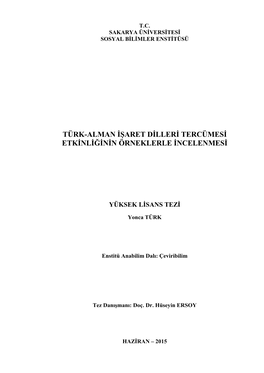 Türk-Alman Işaret Dilleri Tercümesi Etkinliğinin Örneklerle Incelenmesi