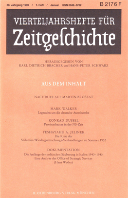 Vierteljahrshefte Für Zeitgeschichte Jahrgang 38(1990) Heft 1