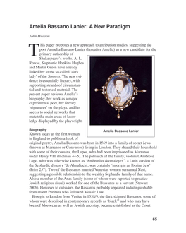 Amelia Bassano Lanier: a New Paradigm