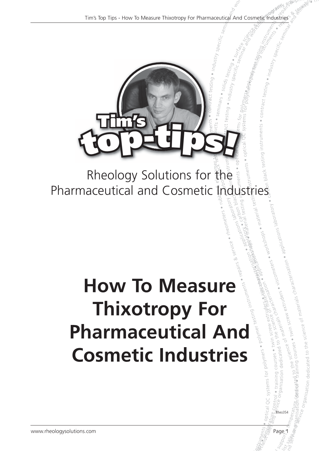 How to Measure Thixotropy for Pharmaceutical and Cosmetic