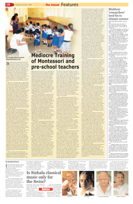Mediocre Training of Montessori and Pre-School Teachers