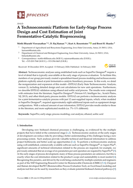 A Technoeconomic Platform for Early-Stage Process Design and Cost Estimation of Joint Fermentative-Catalytic Bioprocessing