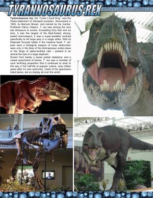 Tyrannosaurus Rex, the 'Tyrant Lizard King', Was the Thesis-Statement Of