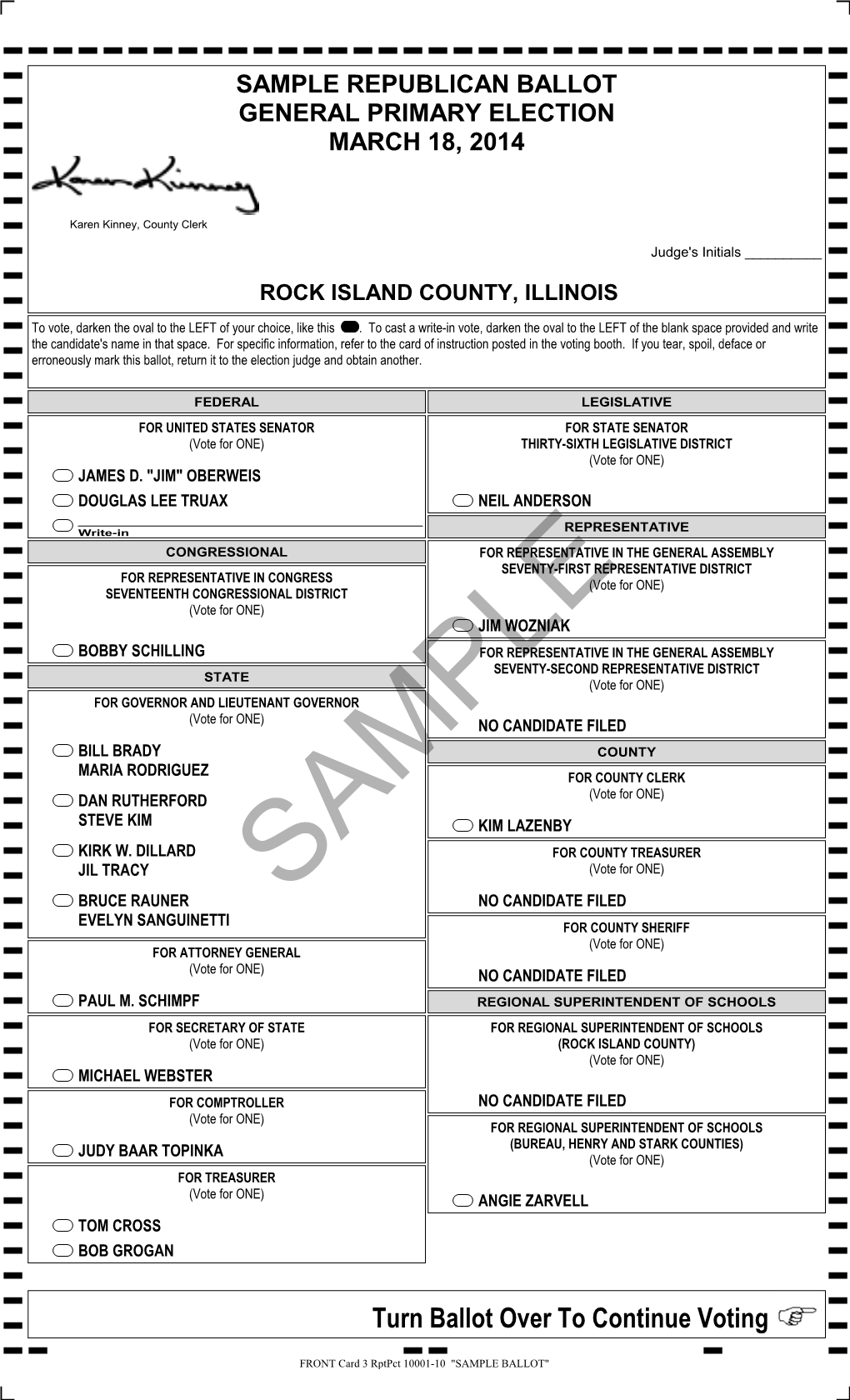Turn Ballot Over to Continue Voting
