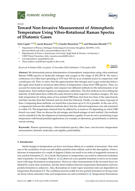 Toward Non-Invasive Measurement of Atmospheric Temperature Using Vibro-Rotational Raman Spectra of Diatomic Gases
