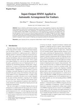 Input-Output HMM Applied to Automatic Arrangement for Guitars