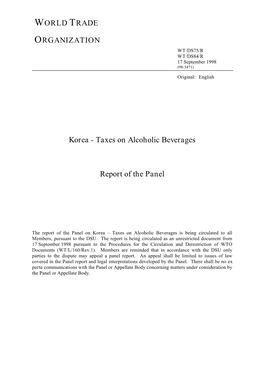 Korea - Taxes on Alcoholic Beverages