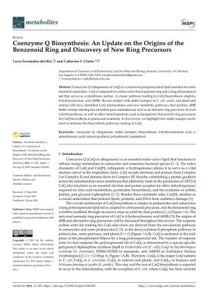 Coenzyme Q Biosynthesis: an Update on the Origins of the Benzenoid Ring and Discovery of New Ring Precursors