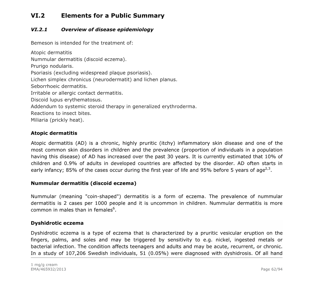 VI.2 Elements for a Public Summary