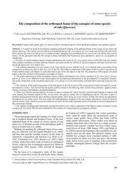 The Composition of the Arthropod Fauna of the Canopies of Some Species of Oak (Quercus)