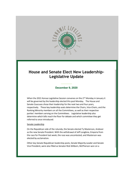 House and Senate Elect New Leadership- Legislative Update
