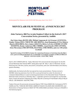 Montclair Film Festival Announces 2017 Program