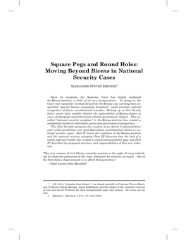 Square Pegs and Round Holes: Moving Beyond Bivens in National Security Cases