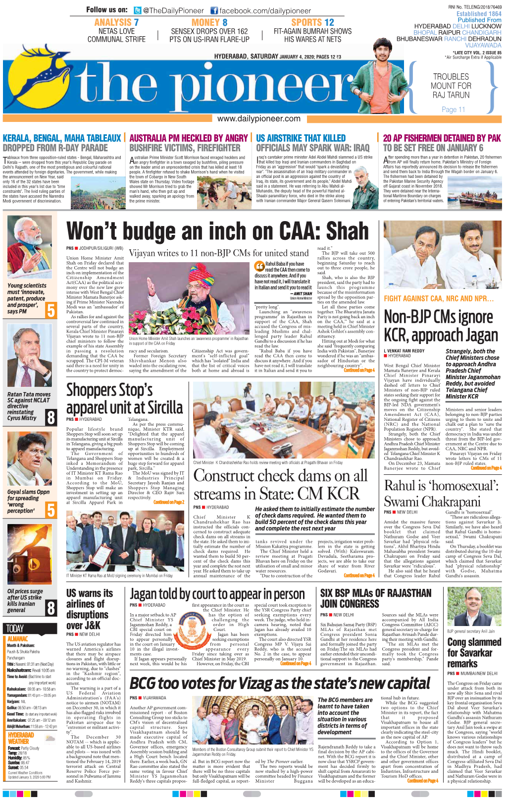 Won't Budge an Inch on CAA: Shah