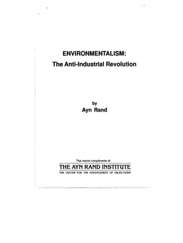 ENVIRONMENTALISM: the Anti-Industrial Revolution