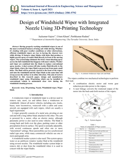 Design of Windshield Wiper with Integrated Nozzle Using 3D-Printing Technology