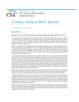 Country Analysis Brief: Kuwait