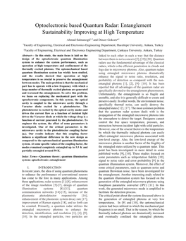 Optoelectronic Based Quantum Radar: Entanglement Sustainability Improving at High Temperature