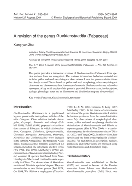 A Revision of the Genus Gueldenstaedtia (Fabaceae)